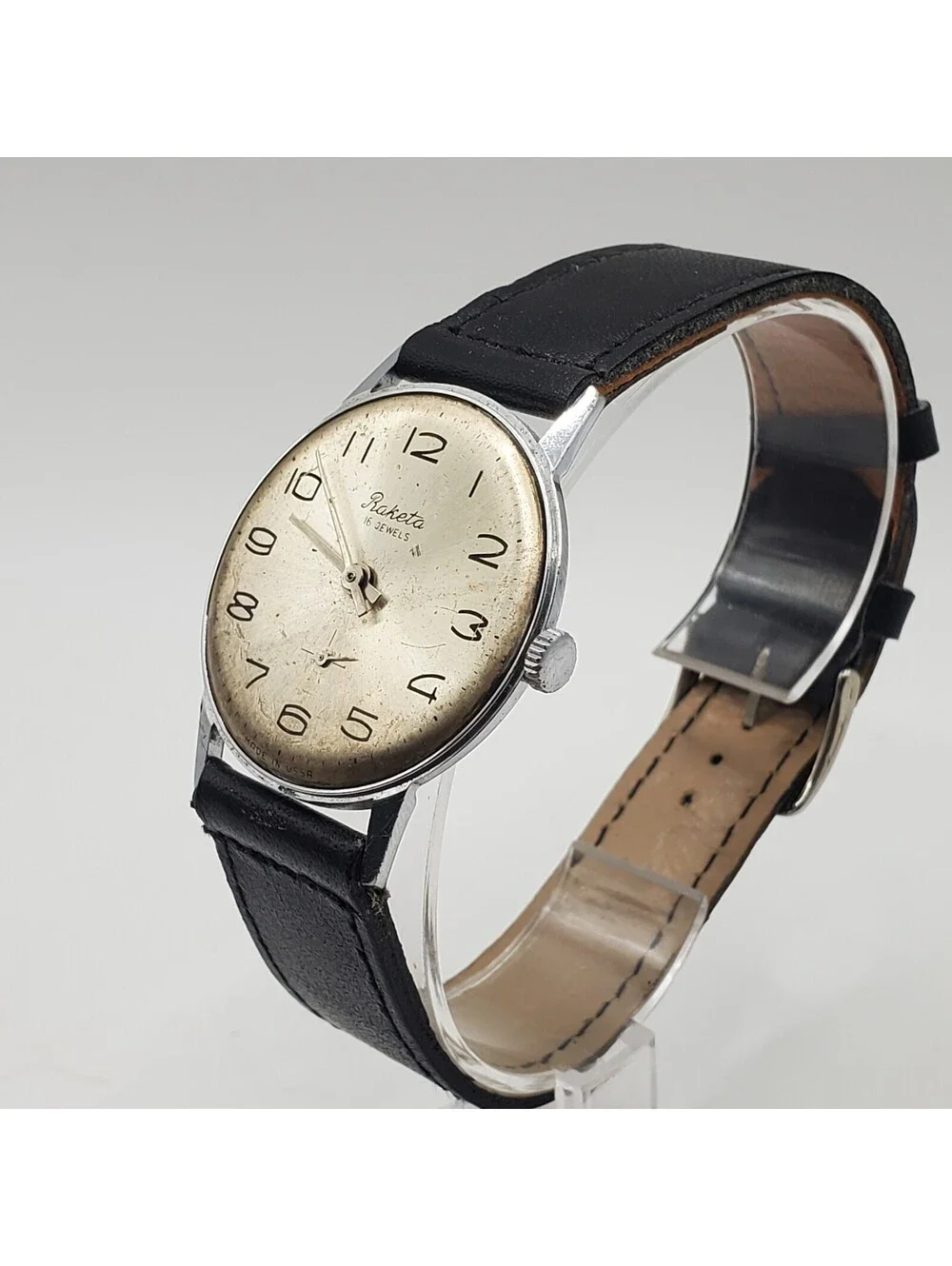 Vintage Raketa USSR 16j Mechanical Sub Dial Mens Watch For Parts Or Repair